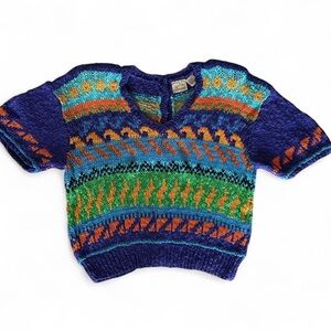 Vintage Liz Claiborne Colorful V-Neck Sweater